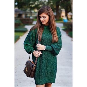 Sparkly green sweater dress